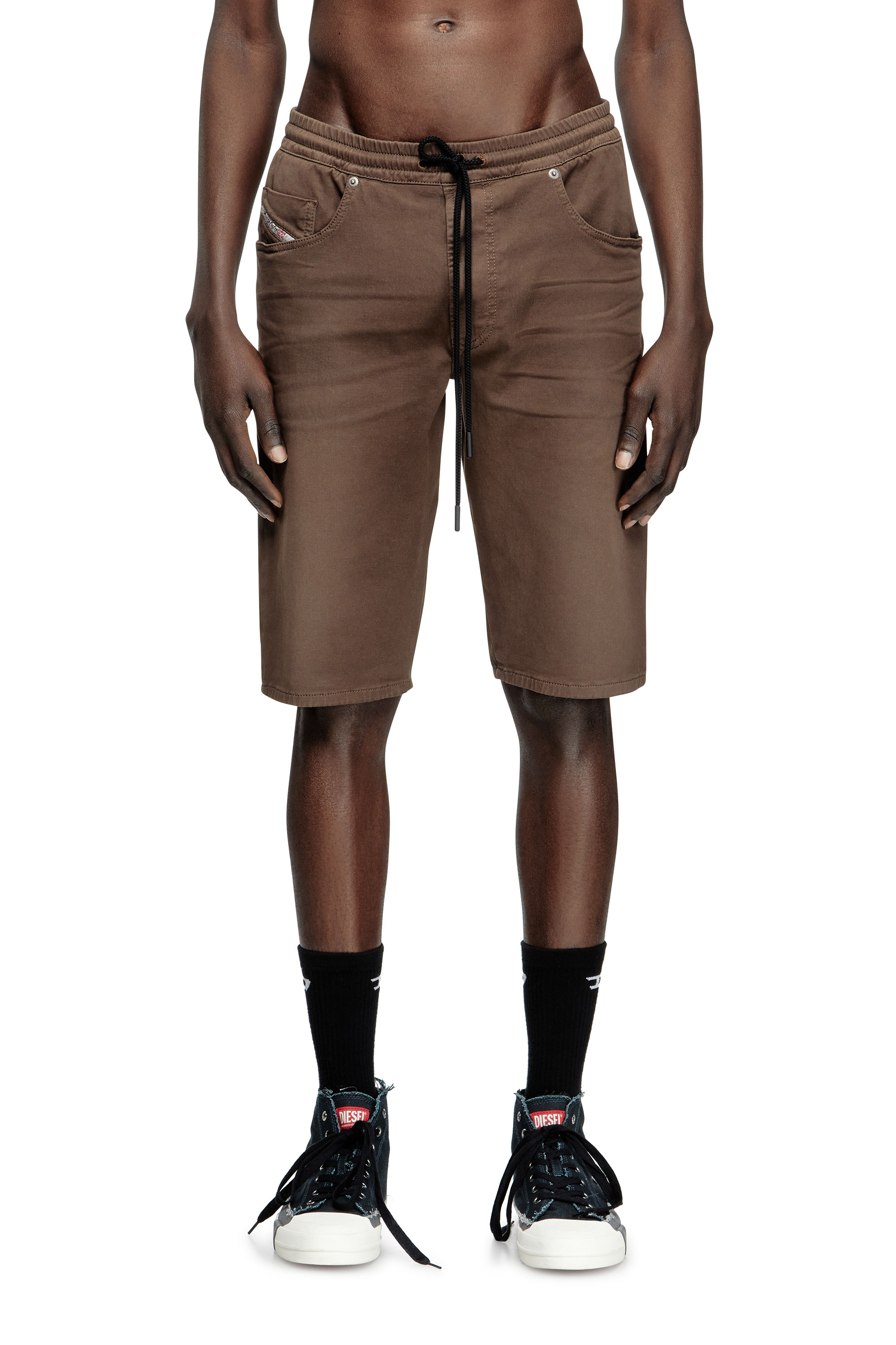 Diesel - 2033 D-KROOLEY-SHORT JOGG, Man's Chino shorts in JoggJeans in Brown - 2