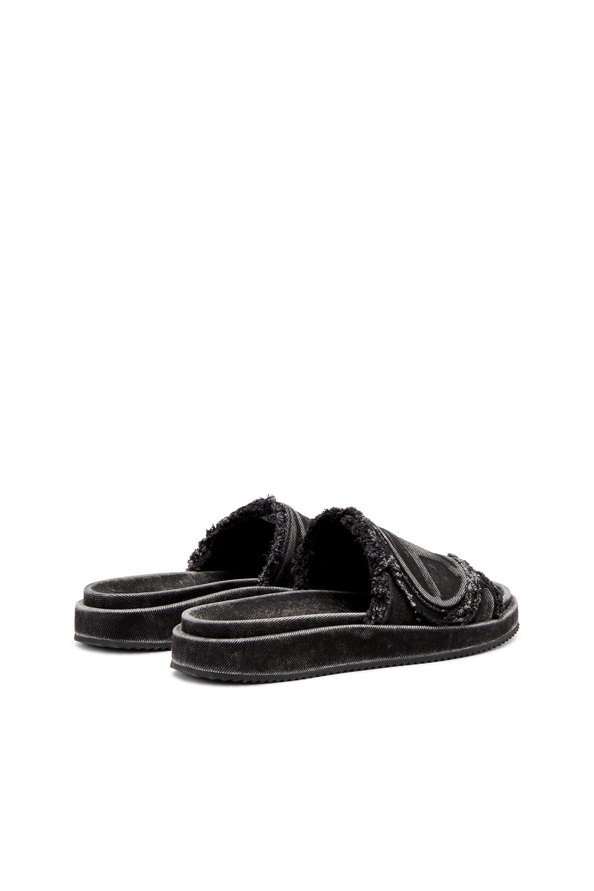 Diesel - SA-SLIDE D OVAL, Unisex's Sa-Slide D-Distressed denim slides in Black - 4